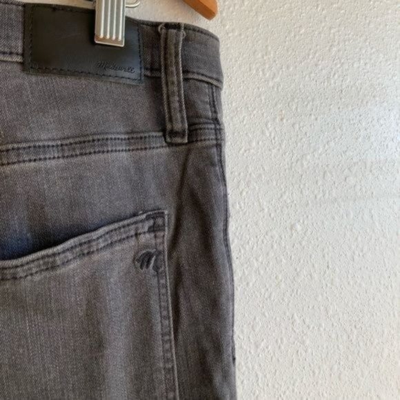 Madewell 9” Mid Rise Boho Washed Grey Essential Skinny Raw Hem Jeans - Picture 11 of 12